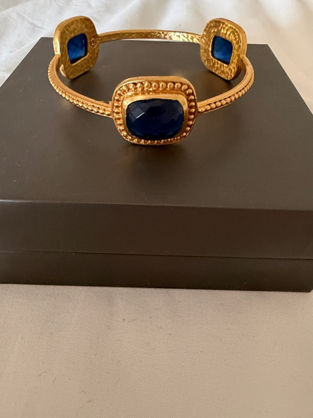 Julie Vos Gold-Tone Cuff Bracelet with Royal Blue Stones - Women Jewelry